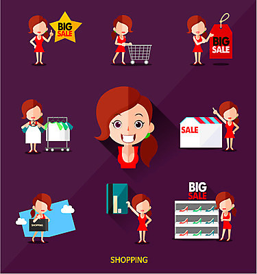 캐릭터 여자 포즈 일러스트 모바일 종류 사람 여러명 쇼핑 세트 쇼핑백 세일 웹 카트 플랫 엘리먼트 여자만 국내일러스트 일러캐릭터 AI파일 다수 인터넷 가방 파일형식 벡터