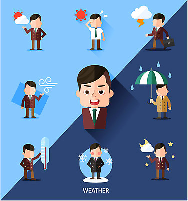 구름 캐릭터 남자 포즈 일러스트 우산 모바일 바람 날씨 종류 사람 여러명 세트 맑음 웹 달 눈 비 플랫 번개 온도 흐림 기온 엘리먼트 남자만 국내일러스트 일러캐릭터 AI파일 자연요소 다수 인터넷 파일형식 벡터