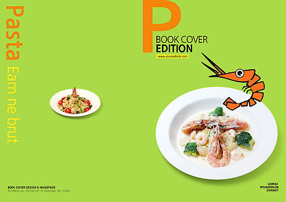 PSD 템플릿 편집 접시 표지디자인 북디자인 표지 음식 백그라운드 북커버 새우 파스타 스파게티 팜플렛 사람없음 요식업 면류 면 브로콜리 해산물 이미지템플릿 식기 산업 채소 서양음식 갑각류 파일형식