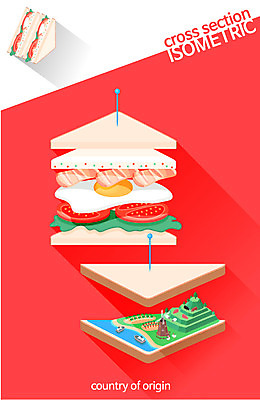 음식 바다 토마토 일러스트 디저트 산 샌드위치 사람없음 상추 계란프라이 식빵 분석 베이컨 단면도 아이소메트릭 원산지 크로스섹션 선박 국내일러스트 AI파일 빵 컨셉 수상교통 채소 단면 돼지고기 계란요리 파일형식 벡터