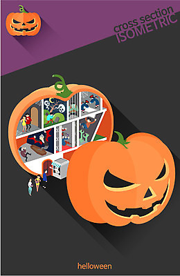 일러스트 호박 여러명 분장 할로윈 분석 단면도 아이소메트릭 강시 드라큘라 몬스터 크로스섹션 프랑켄슈타인 국내일러스트 AI파일 다수 컨셉 채소 단면 사람 유령 파일형식 벡터