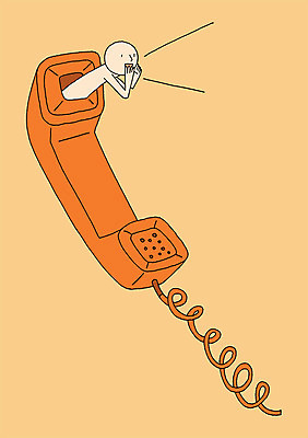 PSD 일러스트 상상 상상일러스트 한명 사람 상반신 외침 전화기 수화기 국내일러스트 1 소리 파일형식