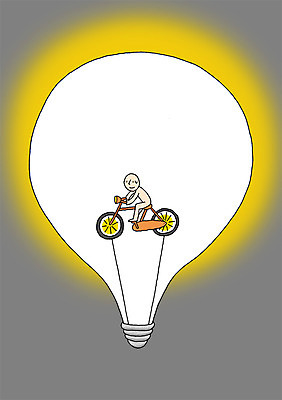 PSD 일러스트 전구 상상 상상일러스트 한명 사람 빛 자전거 에너지 국내일러스트 1 바이크 파일형식