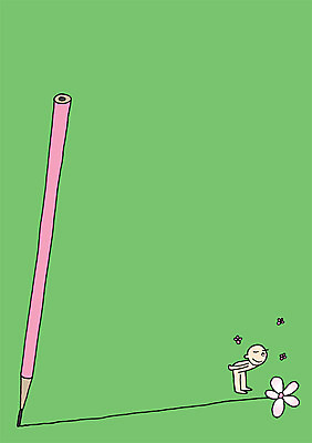 전신 PSD 식물 꽃 선 일러스트 상상 상상일러스트 한명 사람 연필 향기 국내일러스트 1 학용품 필기구 냄새 파일형식