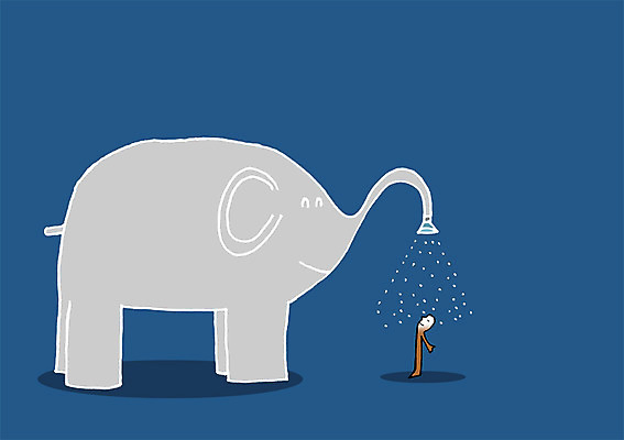 전신 PSD 동물 일러스트 상상 코끼리 물줄기 상상일러스트 그림자 한명 서기 사람 목욕 샤워기 국내일러스트 1 포유류 모션 물 청결 파일형식