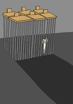 PSD 의자 일러스트 상상 상상일러스트 그림자 한명 서기 사람 슬픔 고독 눈물 책상 갇힘 철장 국내일러스트 1 감정 가구 모션 파일형식