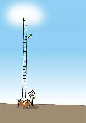 주간 전신 PSD 구름 화분 일러스트 사다리 상상 상상일러스트 그림자 한명 서기 사람 야외 국내일러스트 자연요소 1 모션 도구 파일형식