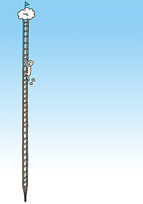 전신 PSD 구름 일러스트 사다리 상상 하늘 상상일러스트 한명 사람 연필 깃발 오르기 국내일러스트 자연요소 1 모션 학용품 필기구 도구 파일형식
