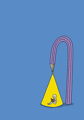 전신 PSD 일러스트 상상 조명 상상일러스트 한명 사람 앉기 책 빛 독서 연필 국내일러스트 1 모션 학용품 필기구 파일형식