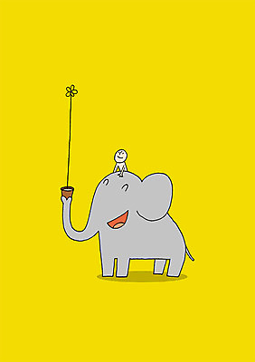 PSD 식물 동물 한마리 꽃 화분 일러스트 상상 코끼리 상상일러스트 한명 사람 국내일러스트 1 포유류 파일형식