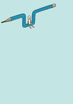 전신 PSD 일러스트 상상 상상일러스트 한명 사람 앉기 연필 국내일러스트 1 모션 학용품 필기구 파일형식