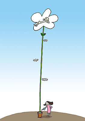 전신 PSD 식물 구름 여자 남자 꽃 화분 일러스트 상상 하늘 나뭇잎 상상일러스트 서기 사람 두명 물 눕기 물뿌리개 국내일러스트 자연요소 잎 모션 파일형식