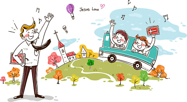 여자 남자 행복 기독교 어린이 백그라운드 일러스트 버스 사람 세명 교회 손들기 인사 어린이만 국내일러스트 AI파일 감정 종교 육상교통 종교건축 모션 대중교통 건물 예절 파일형식 벡터