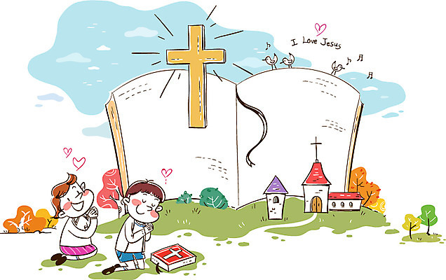 여자 남자 행복 기독교 어린이 백그라운드 십자가 일러스트 사람 두명 성경 기도 무릎꿇기 손모으기 어린이만 국내일러스트 AI파일 감정 종교 종교용품 모션 손짓 파일형식 벡터