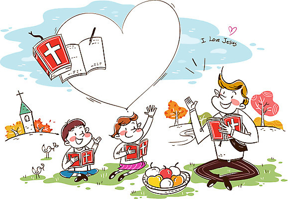 전신 여자 남자 행복 기독교 어린이 백그라운드 일러스트 사람 앉기 세명 손들기 성경 하트 발표 성경공부 어린이만 국내일러스트 AI파일 모양 감정 종교 종교용품 모션 학습 파일형식 벡터