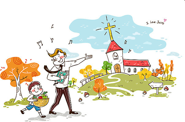 전신 남자 행복 기독교 어린이 백그라운드 일러스트 서기 들기 사람 두명 농작물 교회 바구니 추수감사절 남자만 어린이만 소년만 국내일러스트 AI파일 감정 종교 농업 종교건축 모션 건물 파일형식 벡터