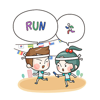 라이프스타일 여자 남자 어린이 말풍선 일러스트 사람 두명 달리기 표현 계주 체육대회 어린이만 배턴 국내일러스트 AI파일 스포츠용품 모션 생활 육상스포츠 체육 대회 파일형식 벡터