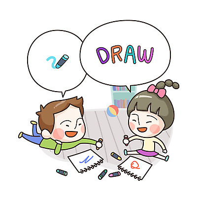 라이프스타일 여자 남자 어린이 말풍선 일러스트 사람 두명 표현 그리기 스케치북 크레파스 어린이만 국내일러스트 AI파일 모션 학용품 생활 파일형식 벡터