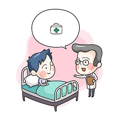 라이프스타일 남자 말풍선 일러스트 병원 사람 두명 환자 의사 표현 남자만 국내일러스트 AI파일 의학 생활 의료진 파일형식 벡터