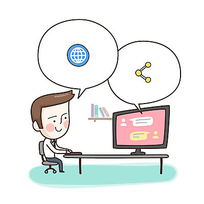 라이프스타일 남자 말풍선 일러스트 비즈니스 한명 사람 컴퓨터 표현 업무 직장인 책상 남자만 남자한명만 국내일러스트 AI파일 직업 1 가구 생활 전자제품 작업 파일형식 벡터