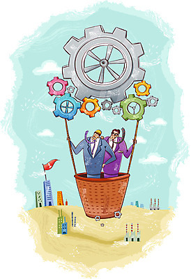 여자 남자 일러스트 비즈니스 CEO 넥타이 함께함 사람 정장 두명 믿음 열기구 작업 작업실 목표 계획 직원 톱니바퀴 노사화합 국내일러스트 AI파일 직업 잡화 옷 감정 컨셉 항공교통 파일형식 벡터