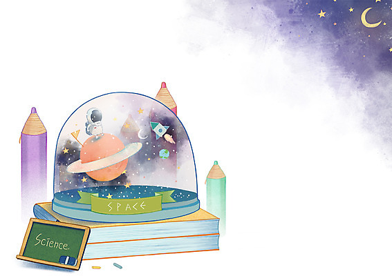 PSD 교육 별 과학 일러스트 색연필 사람없음 책 우주 칠판 행성 우주비행사 달 우주선 스노글로브 에듀 국내일러스트 자연요소 학용품 장식 에듀케이션 파일형식