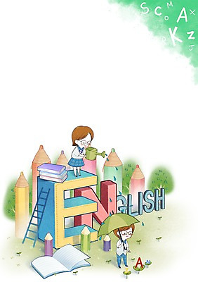 PSD 학생 영어 여자 교육 남자 교복 일러스트 우산 사다리 두명 책 물뿌리개 에듀 국내일러스트 문자 옷 사람 도구 에듀케이션 파일형식