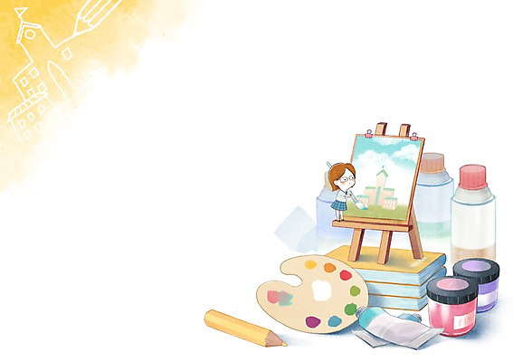 PSD 학생 여자 교육 교복 일러스트 색연필 미술 한명 책 물감 붓 이젤 그림 에듀 여자만 여자한명만 국내일러스트 1 옷 문화예술 학용품 사람 미술도구 에듀케이션 파일형식