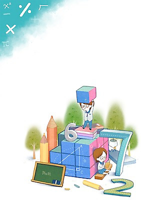 PSD 학생 여자 교육 남자 교복 일러스트 두명 책 숫자 칠판 수학 큐브 에듀 국내일러스트 문자 옷 교과목 사람 에듀케이션 파일형식