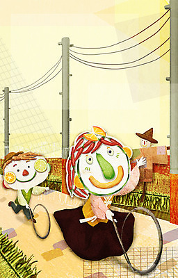 PSD 계절 여자 명절 남자 일러스트 사람 두명 추석 가을풍경 전통놀이 농촌 표현 한복 전봇대 굴렁쇠 국내일러스트 한국전통 전통 공공시설 기념일 놀이 풍경 놀이용품 시골 전통의상 파일형식 가을_계절