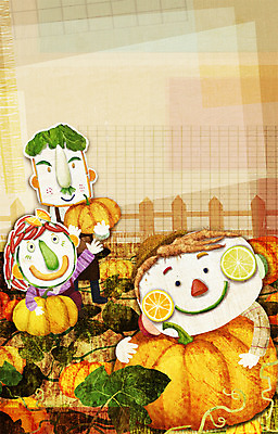 PSD 계절 여자 남자 채소 일러스트 호박 사람 세명 농작물 가을풍경 수확 농촌 표현 국내일러스트 농업 풍경 시골 파일형식 가을_계절