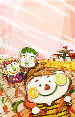 PSD 계절 여자 남자 채소 일러스트 사람 세명 농작물 가을풍경 당근 수확 농촌 표현 국내일러스트 농업 뿌리채소 풍경 시골 파일형식 가을_계절