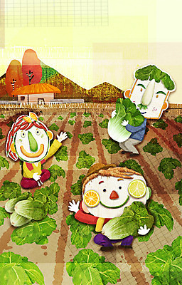 PSD 계절 여자 남자 밭 채소 일러스트 사람 세명 농작물 가을풍경 수확 농촌 표현 배추 국내일러스트 농업 풍경 시골 파일형식 가을_계절