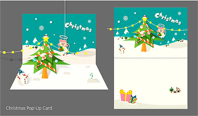 계절 크리스마스장식 크리스마스 겨울 일러스트 천사 크리스마스카드 프레임 사람없음 크리스마스트리 편지지 입체카드 국내일러스트 AI파일 카드프레임 기념일 카드_감사 편지 파일형식 벡터