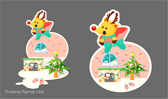 계절 크리스마스 겨울 일러스트 크리스마스카드 프레임 사람없음 크리스마스트리 루돌프 편지지 벽난로 입체카드 국내일러스트 AI파일 카드프레임 기념일 사슴 카드_감사 편지 파일형식 벡터