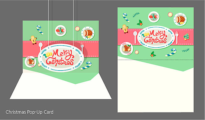 접시 계절 음식 크리스마스 겨울 일러스트 크리스마스카드 프레임 사람없음 편지지 입체카드 국내일러스트 AI파일 카드프레임 식기 기념일 카드_감사 편지 파일형식 벡터