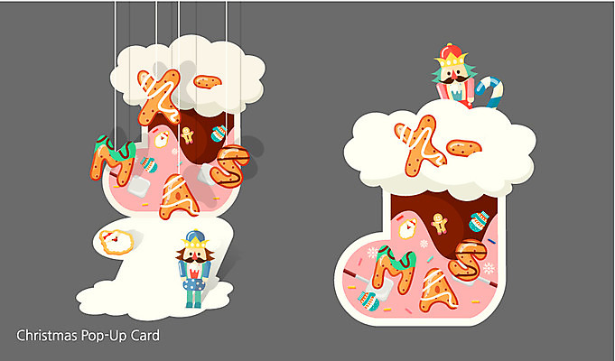 계절 크리스마스 겨울 일러스트 양말 크리스마스카드 프레임 선물 사람없음 편지지 입체카드 국내일러스트 AI파일 카드프레임 기념일 카드_감사 편지 파일형식 벡터