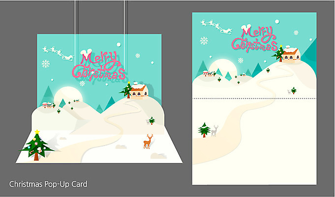 계절 크리스마스 겨울 일러스트 크리스마스카드 프레임 사람없음 마을 편지지 입체카드 국내일러스트 AI파일 카드프레임 기념일 카드_감사 편지 파일형식 벡터