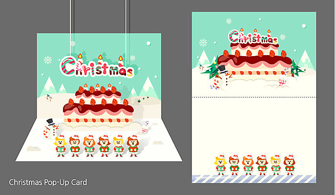 계절 여자 크리스마스 겨울 일러스트 크리스마스카드 프레임 사람 여러명 케이크 편지지 합창 성가대 입체카드 여자만 국내일러스트 AI파일 카드프레임 기념일 기독교 다수 노래 디저트 카드_감사 편지 파일형식 벡터