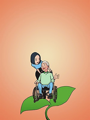 PSD 라이프스타일 여자 노년 남자 일러스트 대화 사람 두명 실버라이프 새싹 휠체어 노인복지 노인만 성인만 국내일러스트 식물 말하기 성인 생활 복지 파일형식