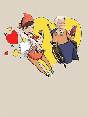 PSD 라이프스타일 여자 노년 남자 일러스트 사람 두명 책 실버라이프 독서 청소도구 휠체어 노인복지 가정부 노인만 성인만 국내일러스트 직업 성인 생활 도구 청소 복지 파일형식