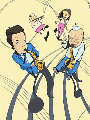 PSD 라이프스타일 여자 노년 남자 악기 음악 연주 일러스트 사람 여러명 실버라이프 색소폰 노인복지 노인만 성인만 국내일러스트 다수 문화예술 성인 생활 목관악기 복지 파일형식