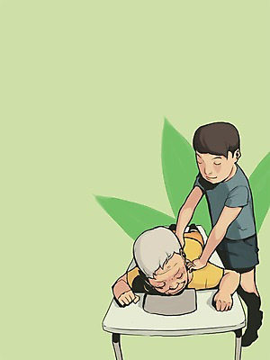 PSD 라이프스타일 여자 노년 남자 일러스트 사람 두명 실버라이프 침대 마사지 노인복지 안마사 노인만 성인만 국내일러스트 가구 성인 생활 복지 파일형식