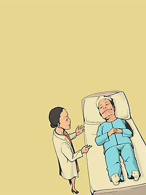 PSD 라이프스타일 여자 노년 남자 일러스트 병원 사람 두명 실버라이프 진료 의사 노인복지 노인만 성인만 국내일러스트 의학 성인 생활 의료진 복지 파일형식