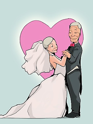 PSD 라이프스타일 여자 노년 남자 웨딩드레스 일러스트 사람 정장 턱시도 두명 실버라이프 노부부 노인복지 리마인드웨딩 노인만 성인만 국내일러스트 부부 드레스 옷 결혼 성인 생활 복지 파일형식