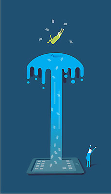 일러스트 통신 정보통신 사람 두명 물 스마트폰 스마트기기 스마트 분수 분수_분수대 국내일러스트 AI파일 자연요소 컨셉 전자제품 핸드폰 정보 분수대 파일형식 벡터