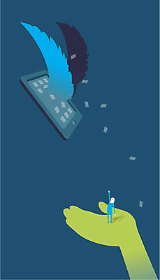 손 날개 일러스트 통신 정보통신 한명 사람 신체부위 스마트폰 스마트기기 스마트 가벼움 국내일러스트 AI파일 1 컨셉 전자제품 핸드폰 정보 무게 파일형식 벡터