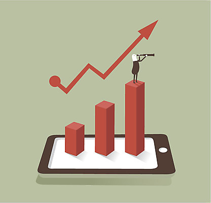 화살표 일러스트 통신 그래프 정보통신 한명 사람 스마트폰 스마트기기 망원경 막대기 스마트 상승 국내일러스트 AI파일 1 컨셉 전자제품 핸드폰 정보 파일형식 벡터