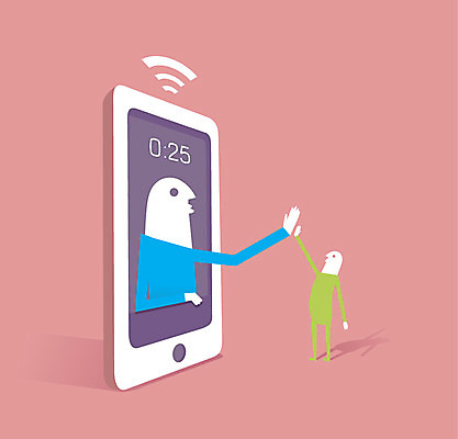 일러스트 통신 정보통신 사람 두명 스마트폰 스마트기기 스마트 하이파이브 화상통화 국내일러스트 AI파일 컨셉 손짓 전자제품 핸드폰 정보 통화 파일형식 벡터