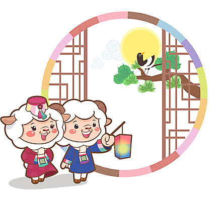 나무 동물 전통 동물캐릭터 두마리 일러스트 조류 전통캐릭터 새해 사람없음 달 십이지신 등불 양띠 양 한복 신년캐릭터 2015년 양캐릭터 국내일러스트 일러캐릭터 AI파일 자연요소 식물 캐릭터 한국전통 2 포유류 조명 전통의상 연도 파일형식 벡터